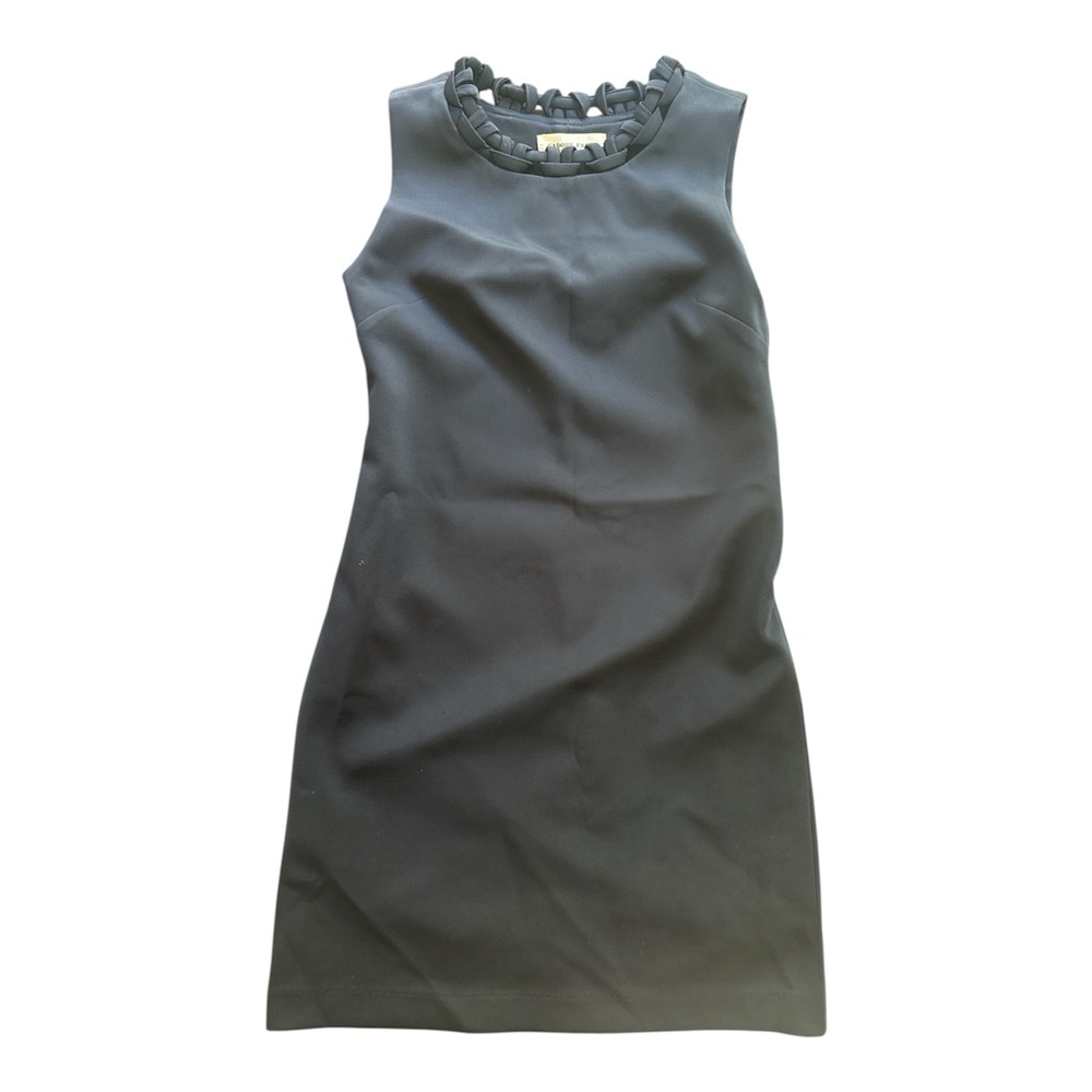 Chic Black Ruffle Neck Mini Dress